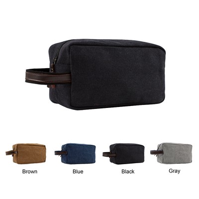 Men's Cotton Canvas Travel Toiletry Bag, Dopp Kit