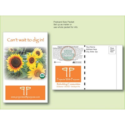 Organic Sunflower Autumn Beauty Seed Packet - Postcard Mailer Size (4" x 6.5")