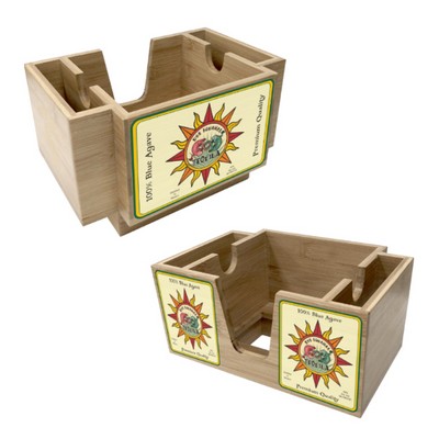 Blond Wood Three-Compartment Napkin Holder