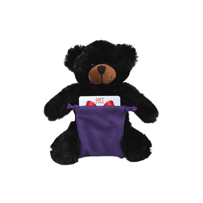 soft plush Black Bear with gift card sack