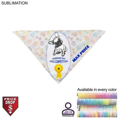 Personalized Large Dog Bandana, 32x22x22, Stitched Edges, Sublimated Edge to Edge