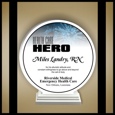 6" Round White Budget Acrylic Award