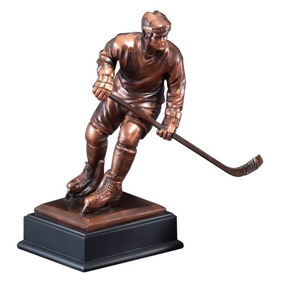 12½" Electroplated Bronze Male Ice Hockey Player Trophy