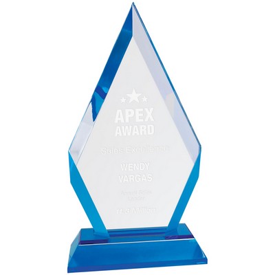 8" Blue Frosted Base Diamond Impress Acrylic Award