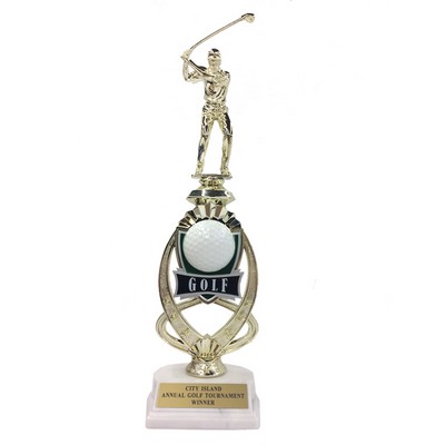 13" Male Golf Trophy Riser w/Figure on Marble Base