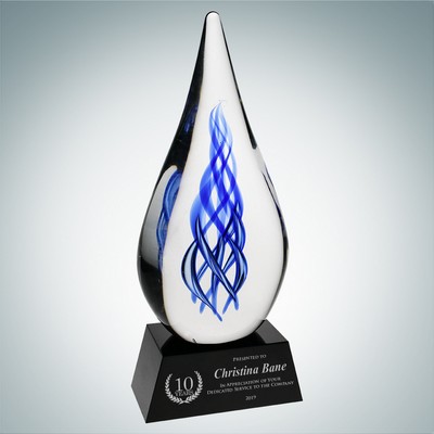 Art Glass Ocean River Award w/Black Base