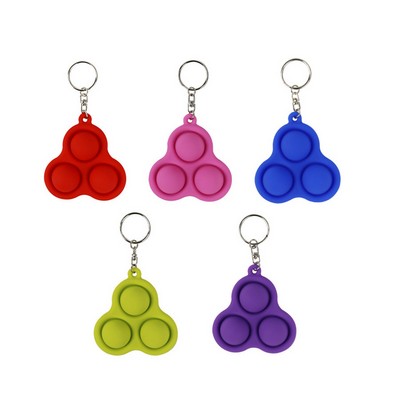 Triangular Silicone Push Pop Bubble Toy Key Chain