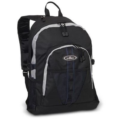 Everest Backpack with Dual Mesh Pocket, Navy Blue/Gray/Black