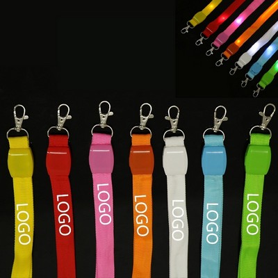 Light Up LED Flat Lanyard with Badge Clip