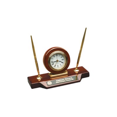 4.75" x 9" Piano Finish Clock with Pens