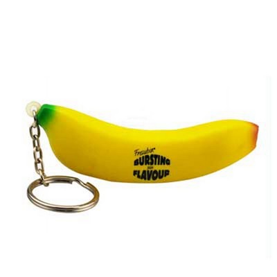 Banana Shaped Stress Reliever w/Keychain