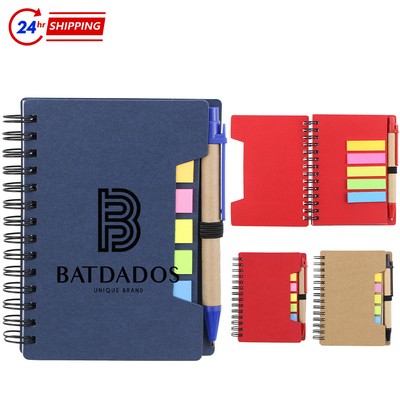 Spiral Notebook w/ Pen & Sticky Flags