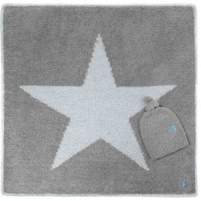 Baby Blanket - Star w/ Cap - Stone / Ice Blue - 30*30