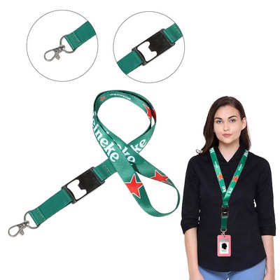 Custom 3/4" Polyester Lanyard w/ Bottle Opener & Lobster Claw