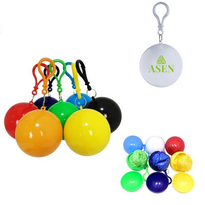 Portable Disposable Rain Poncho in Keychain Ball