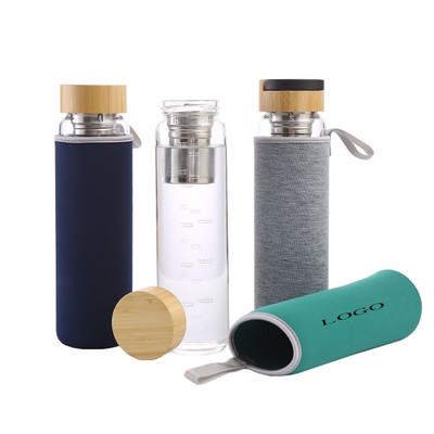 Glass Bottle with Bamboo Lid & Time Marker - 29 oz.