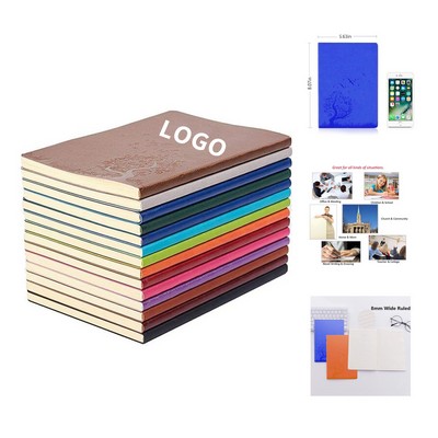 5.63 x 8.07 inch 64 Sheets 128 Pages A5 Size Writing Journal Notebook PU Leather Colorful Journals