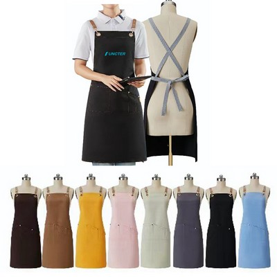 Unisex Polyester Canvas Cloth Apron for Kitchen