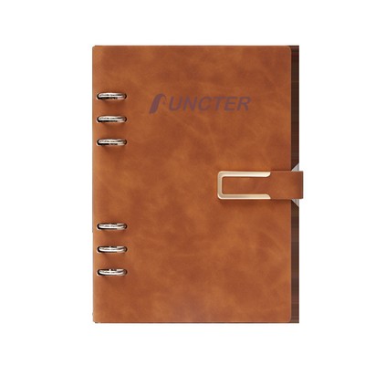 PU Leather Binder/A5 Loose-leaf Notebook w/A Pen Holder & Card Holder