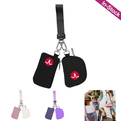 Dual Pouch Wristlet Keychain Wallet