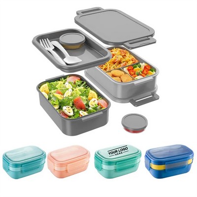 Adult Bento Lunch Box 3 Layers Stackable Leak Proof