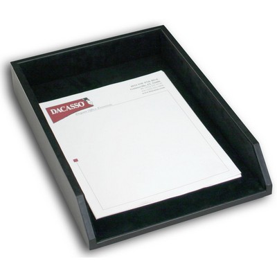 Classic Top Grain Black Leather Front Load Legal Sized Letter Tray