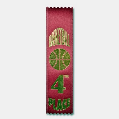 2"x8" 4th Place Stock Basketball Lapel Event Ribbon