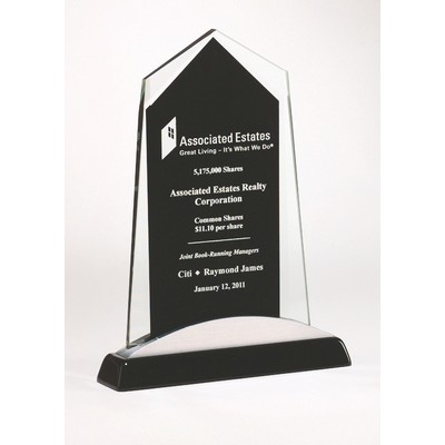 Apex Series Glass Award w/ Black Piano Finish/Silver Accent (6 5/8"x8 7/8")