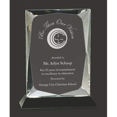 Recognition-BB Optic Crystal Rectangular Faceted Award L - 7 3/4'' H