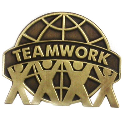 Antique Gold Teamwork Lapel Pin