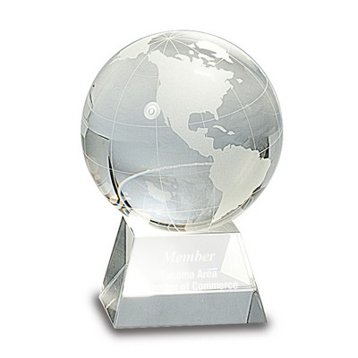 4½" Tall Glass Globe Spinner Award with Clear Base