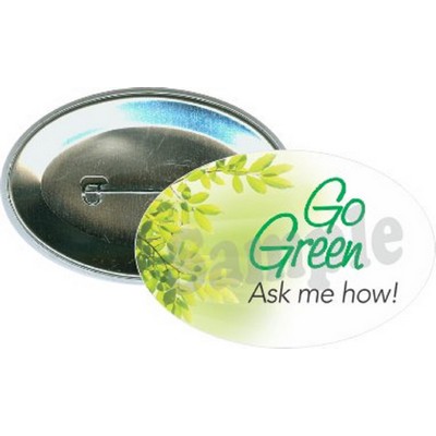 Business - Go Green, Ask Me How - 2 3/4 X 1 3/4 Inch Oval Button