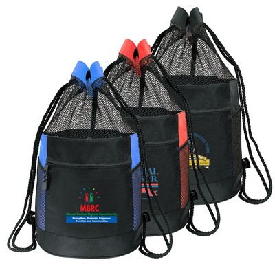 Deluxe Sports Travel Drawstring Mesh Tote Backpack Bag