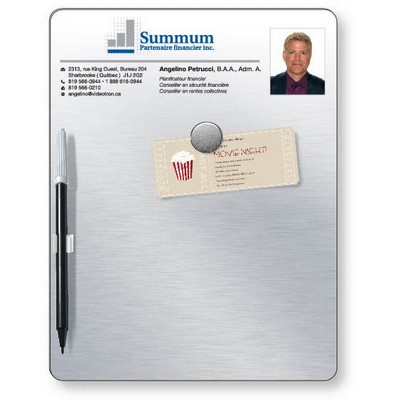 Bulletin Memo Board Kit in Rubber Steel, 8.5"x11", Full Color Imprint, Dry Erase Pen attached