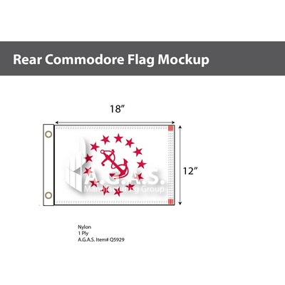 Rear Commodore Deluxe Flags 12x18 inch