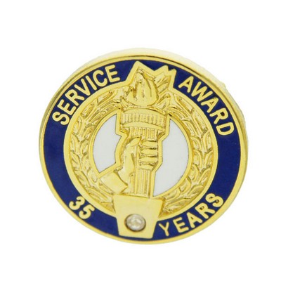 ¾" 35 Years of Service w/Swarovski Crystal Stone Award Pin