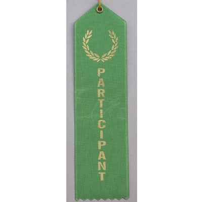 Green Satin Participant Ribbon w/Gold Cord