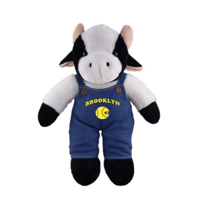 Soft Plush Stuffed Cow in denim overall