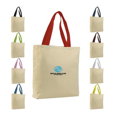 Cotton Canvas Tote with color handles - Overseas - Color