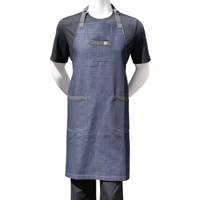 Chef Code 34" Denim Bib Apron with 3 Pockets