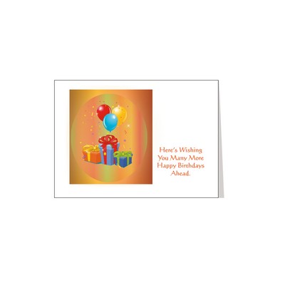 Oval Balloons with Gifts Birthday Greeting Card with Free Song Download