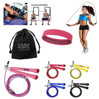 Kidder Booty Exercise Band + Jump Rope (Pink)