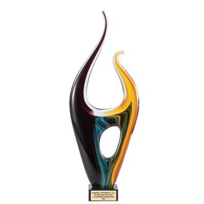 10½" Hand Blown Art Glass Sculpture Swirl Pattern Award