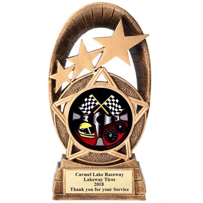 6" Gold Star Resin Auto Racer Trophy