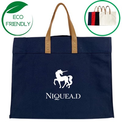 Luxury Canvas Tote Bag - Navy