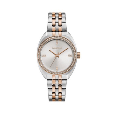 Caravelle Ladies' Retro Stainless Steel Bracelet Watch w/Crystal Bezel