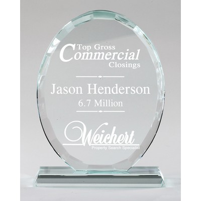 Crystal Faceted Edge Oval Series Award, Medium (6"x 8"H)