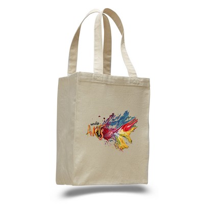 Natural Canvas Tote Bag w/ 25" Self Handle - Full Color Heat Transfer (10.5"x14"x5")