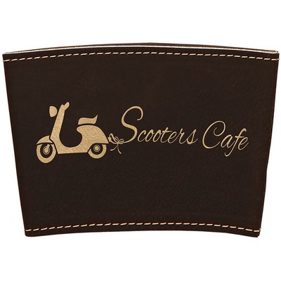 Black-Gold Laserable Leatherette Mug Sleeve, 3"H