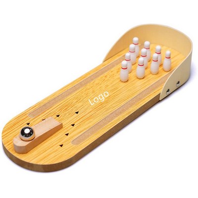 Mini Wooden Desktop Tabletop Bowling Toy